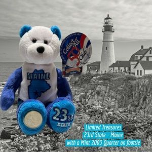 State of Maine Collectible Coin Bear w/a Mint 2003 Quarter - Limited Treasures